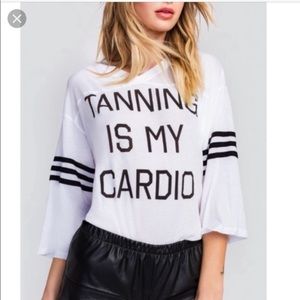 Wildfox “tanning is my cardio” jersey tee XS